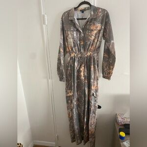 Missguided Camouflage Long Sleeve Jumpsuit
